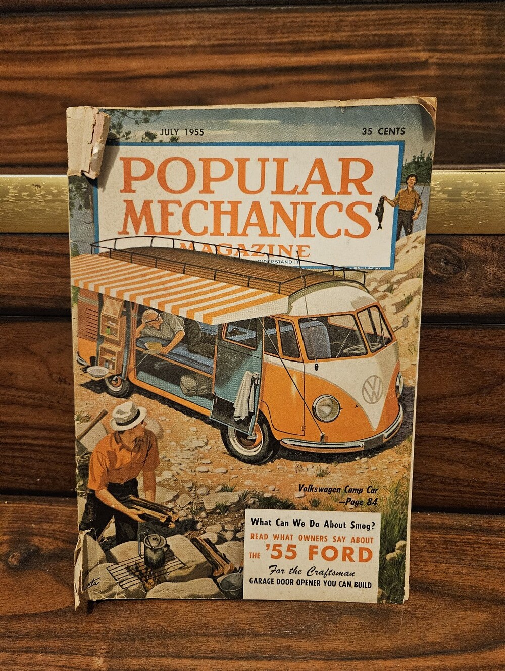 Popular Mechanics Magazine July 1955 - Orange VW Camper Cover